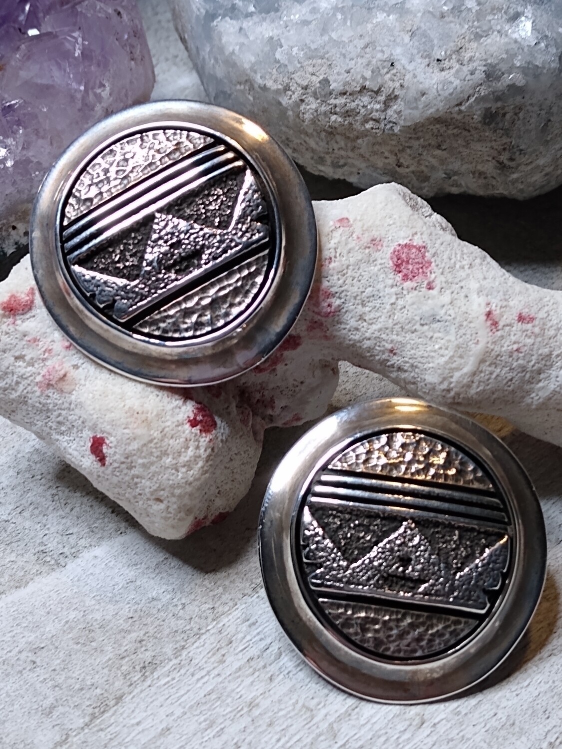 Alfred Joe Navajo Basket Sterling Silver Post Earrings