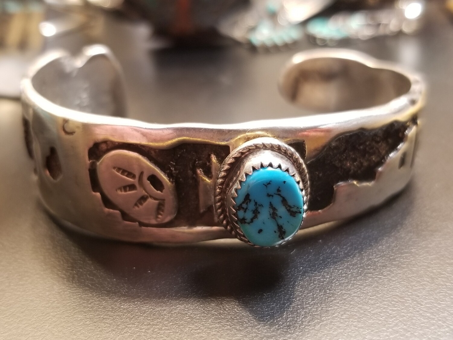 Native American Sterling Silver Turquoise Cuff Bracelet