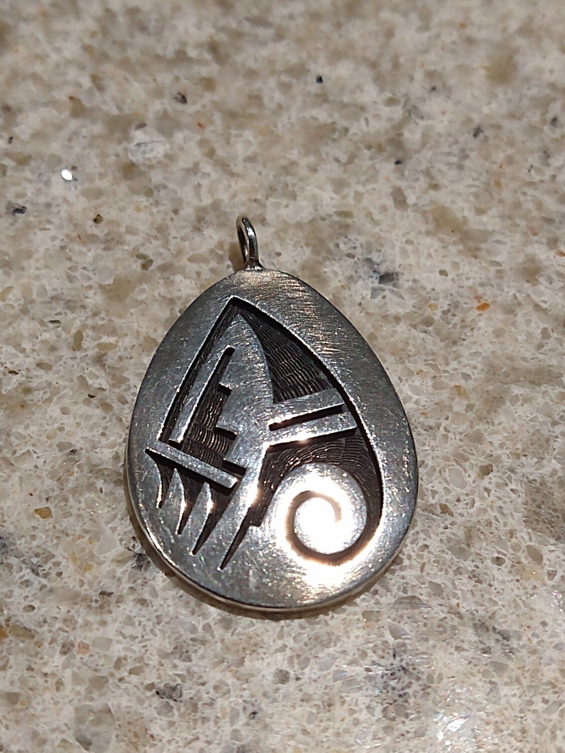 Hopi Marcus Coochwikvia Sterling Silver Overlay Pendant