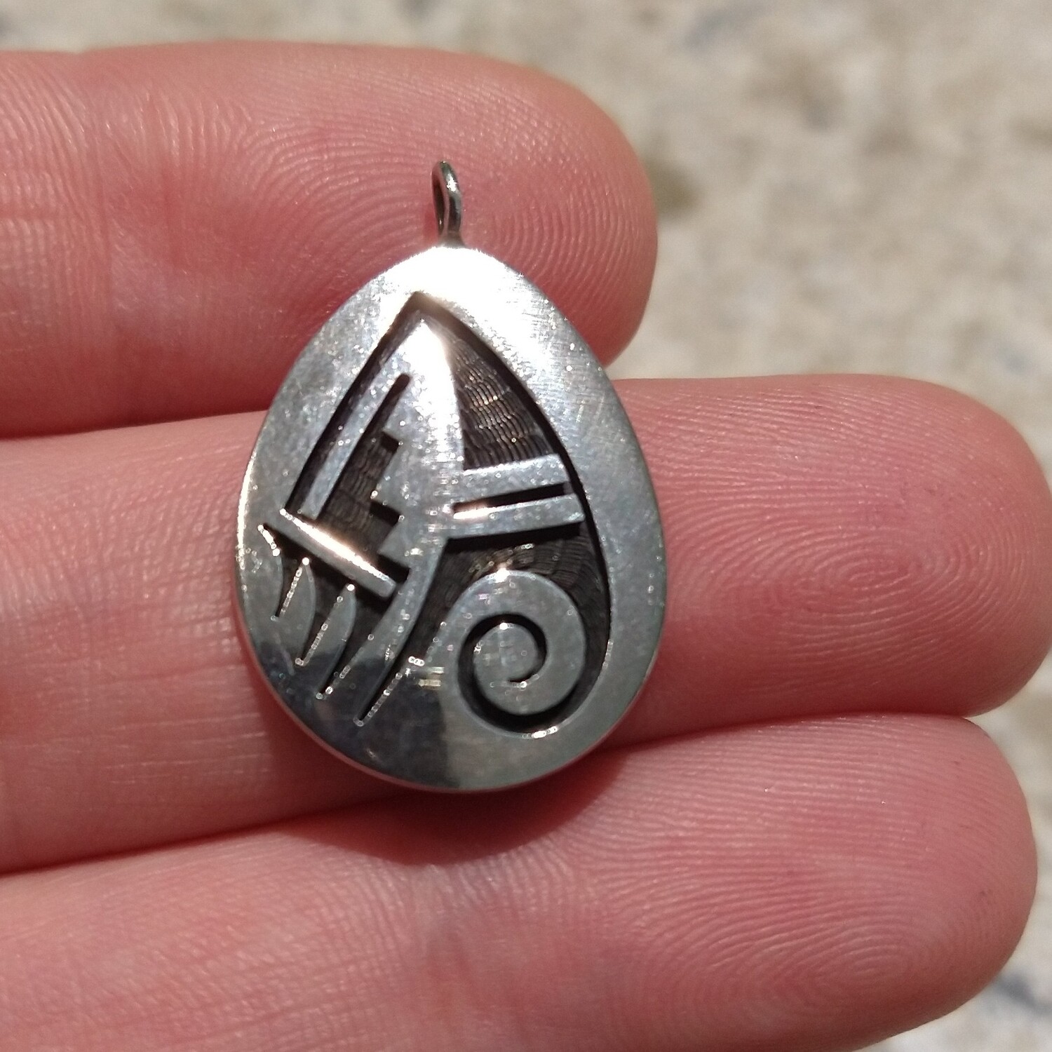 Hopi Marcus Coochwikvia Sterling Silver Overlay Pendant