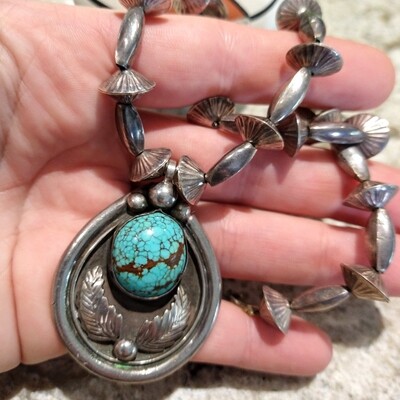 Big Bold Justin Morris Number Eight Turquoise Sterling Silver Pendant Necklace