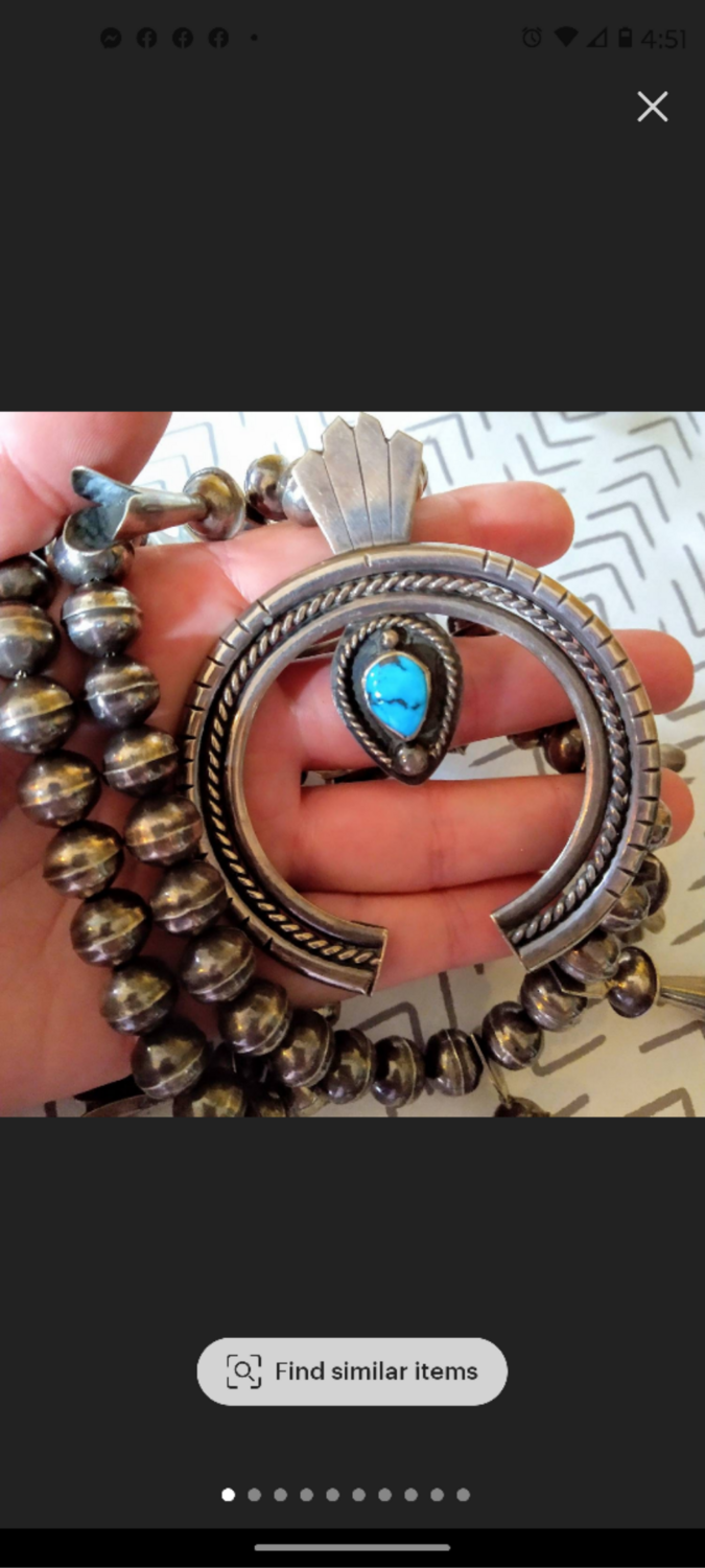 Big Heavy Old Pawn Navajo Squash Blossom Necklace