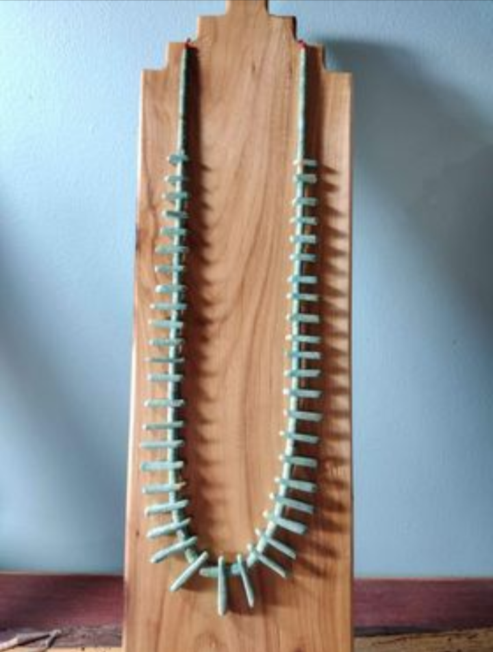 Big Old Native American Santo Domingo Turquoise Tab Heishi Necklace