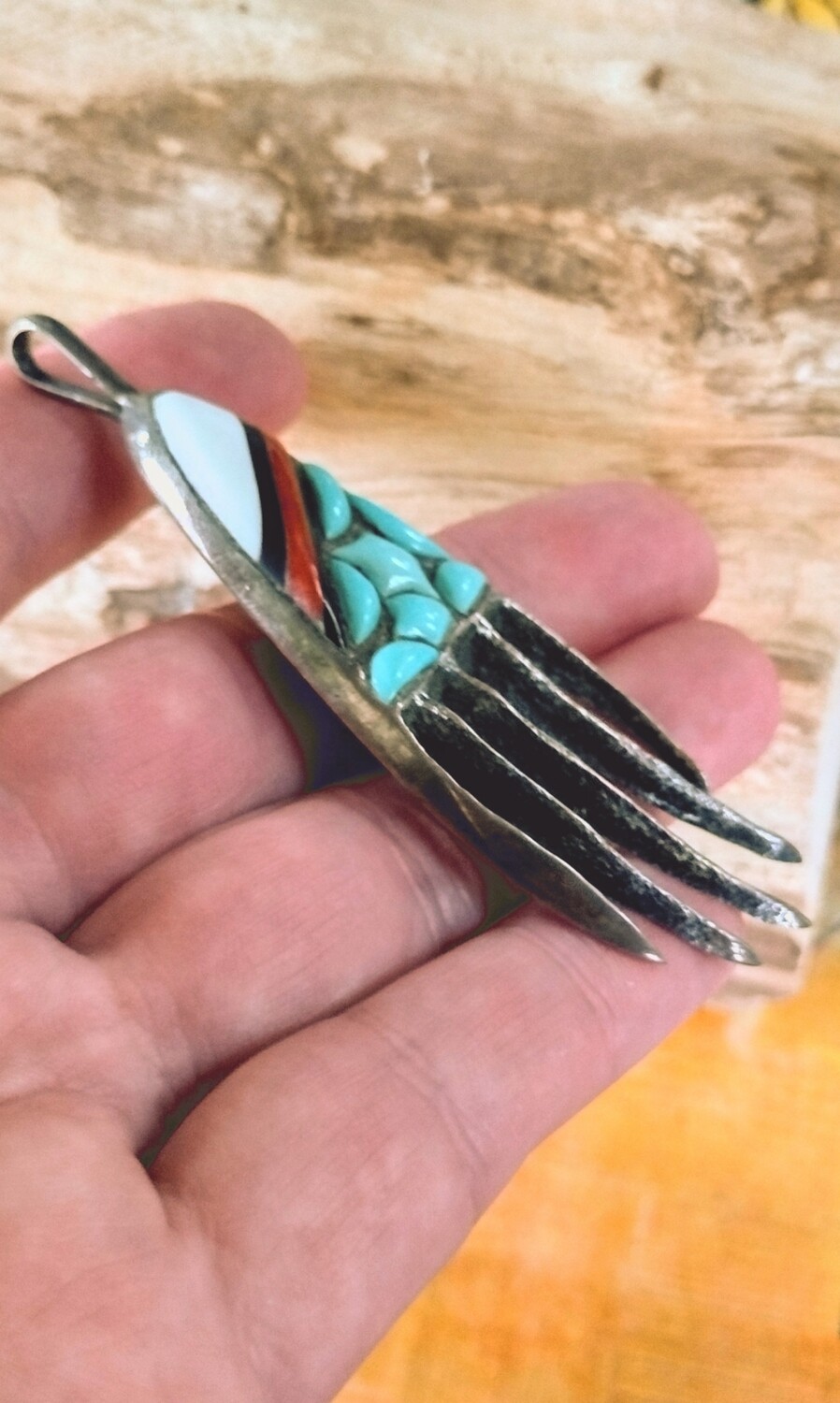 Preston Monongye Hopi Sterling Silver Turquoise Badger Claw