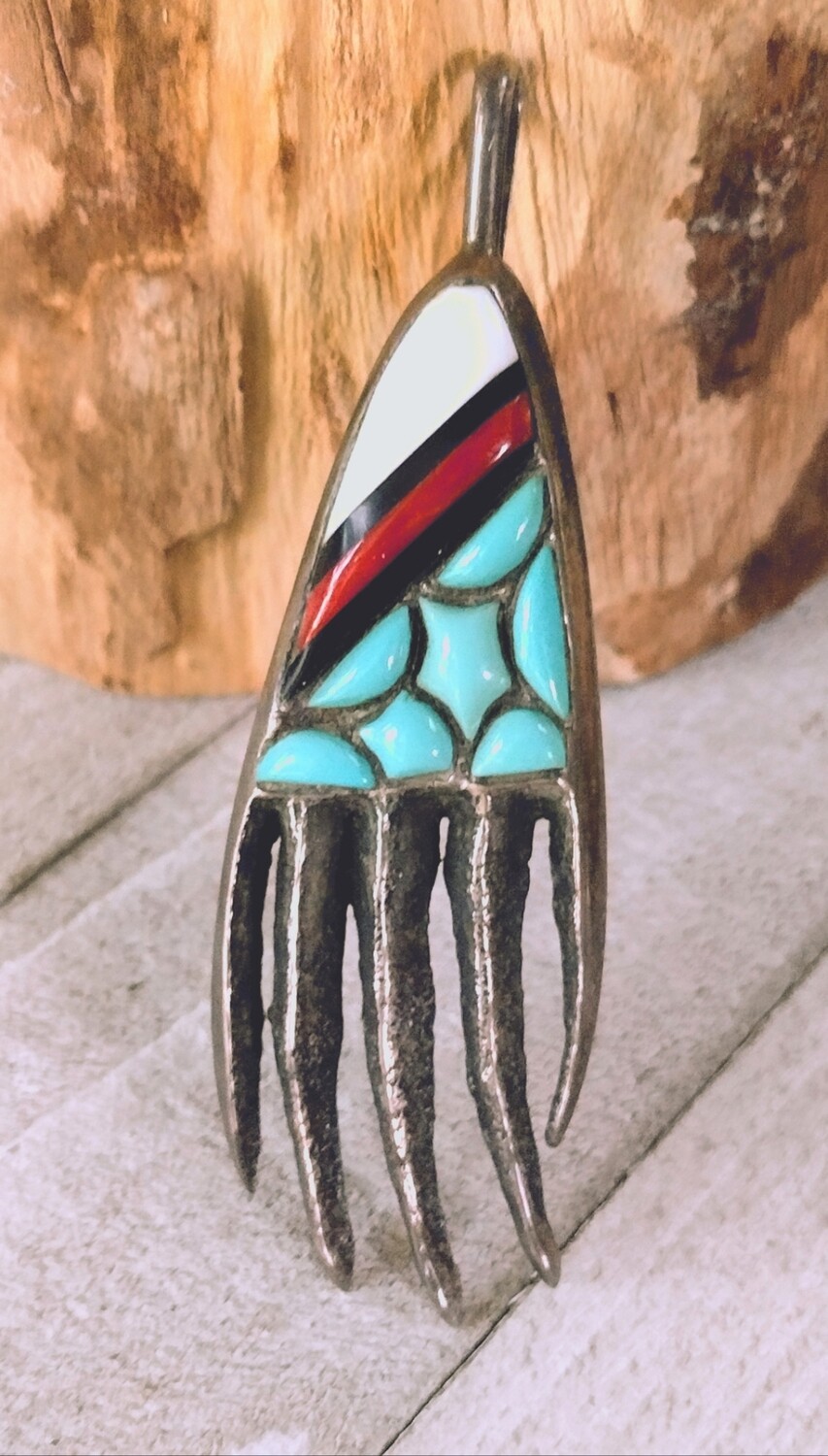 Preston Monongye Hopi Sterling Silver Turquoise Badger Claw