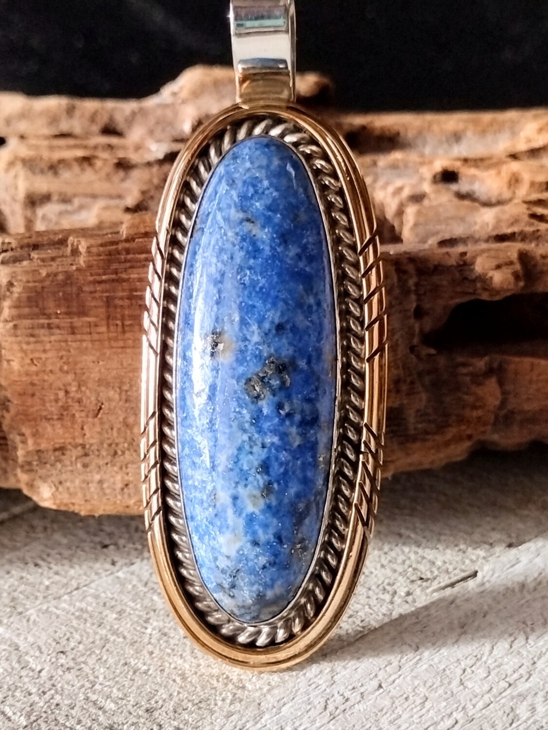 Navajo Tom Lewis BIG 3&quot; Denim Lapis Pendant