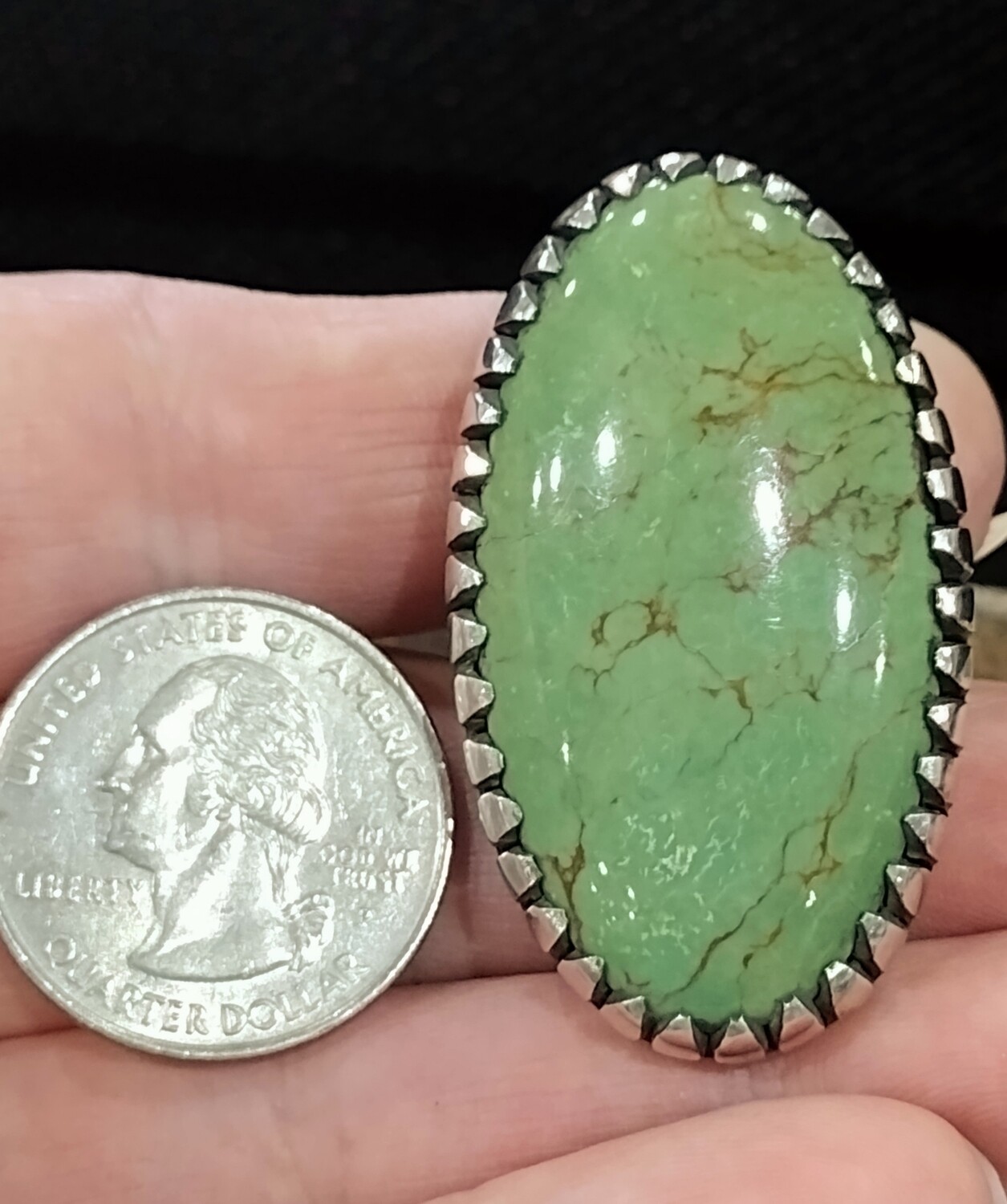 Massive Albert J Platero Green Royston Turquoise Ring