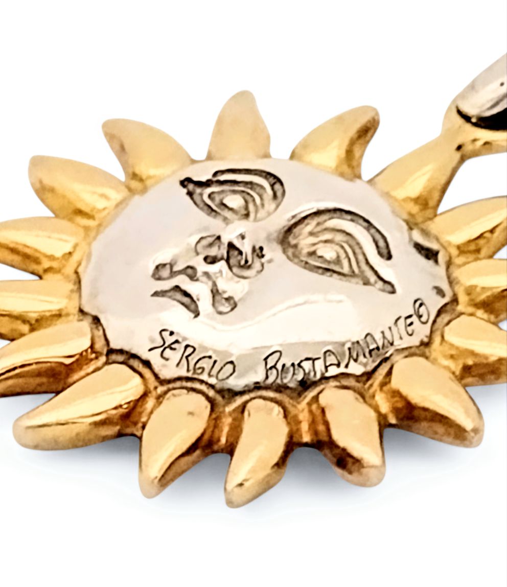 Sergio Bustamante 18k Sterling Silver Sun Face Pendant