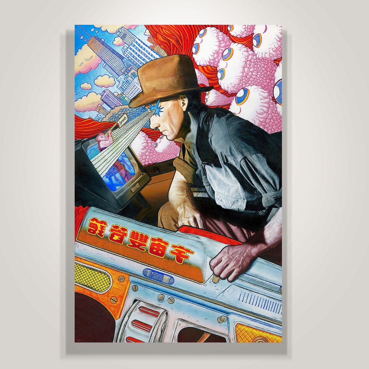 &quot;Screen Cowboy&quot; Oil on Wood Original
