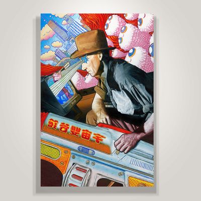&quot;Screen Cowboy&quot; Oil on Wood Original