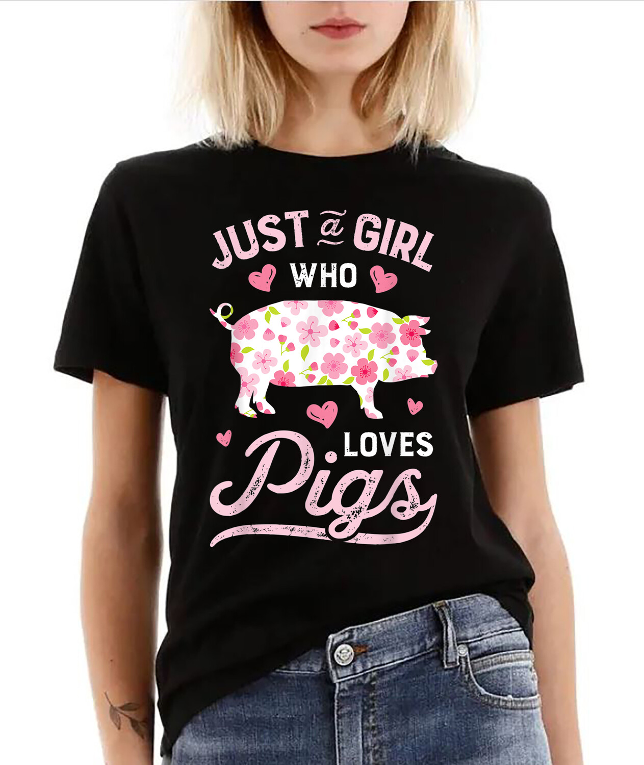 Just a Girl who Loves Pigs T Shirt Funny Pig Farmer Gifts