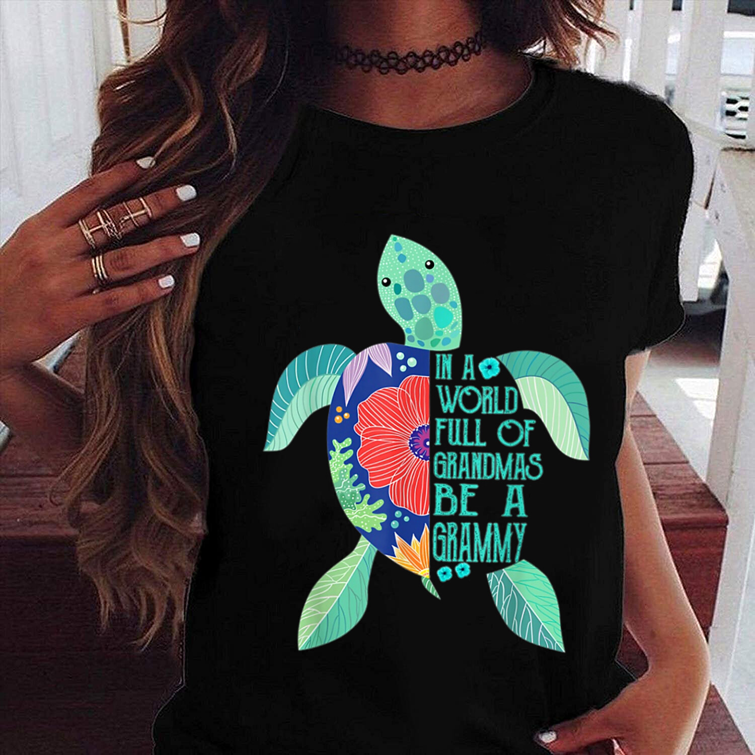 In a world full of Grandmas be a Grammy Turtle T-Shirt,grammy shirt,Mimi Shirt, Nana shirt, Grandma shirt, Mother's Day shirt, Sea Turtle Shirt, Love Turtle, Turtle lover shirt