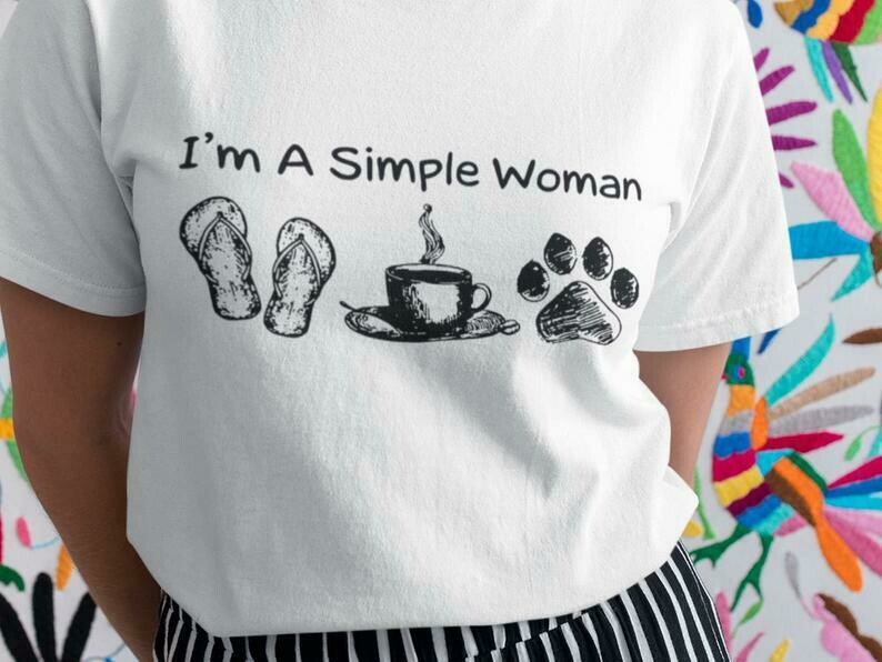 I'M A Simple Woman Shirt, Flip Flops Shirt, Coffee Lover Shirt, I Love Coffee Tshirt, Dog Paw Shirt, Coffee And Dog, I Love My Dog Shirt