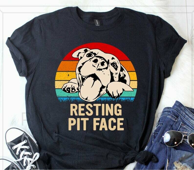 Vintage Pit bull | Resting Pit Face | Funny Pitbull Lovers T-Shirt Short-Sleeve Unisex T-Shirt