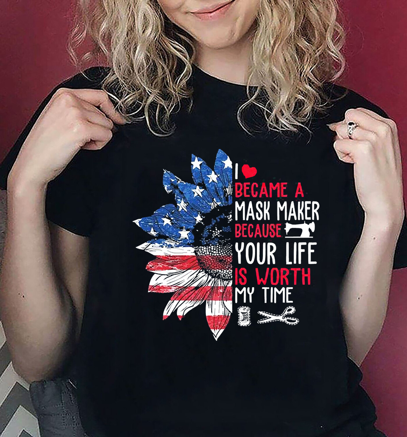 I became a mask maker because your life is worth my time sunflower vintage personalized customized t shirt gift for Him Her Sewer