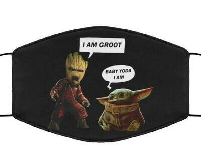 I Am Groot Baby Yoda I Am facemask can be washed comfortable Dust Filter Cotton Face Mask