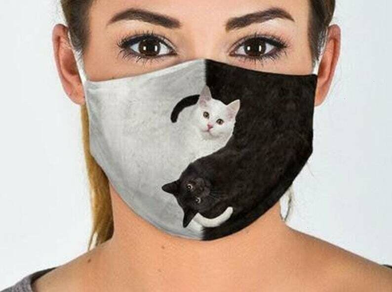 Black and White Cats Cat Lover handmade facemask - can be washed comfortable to wear Anti Droplet Dust Filter Cotton Face Mask