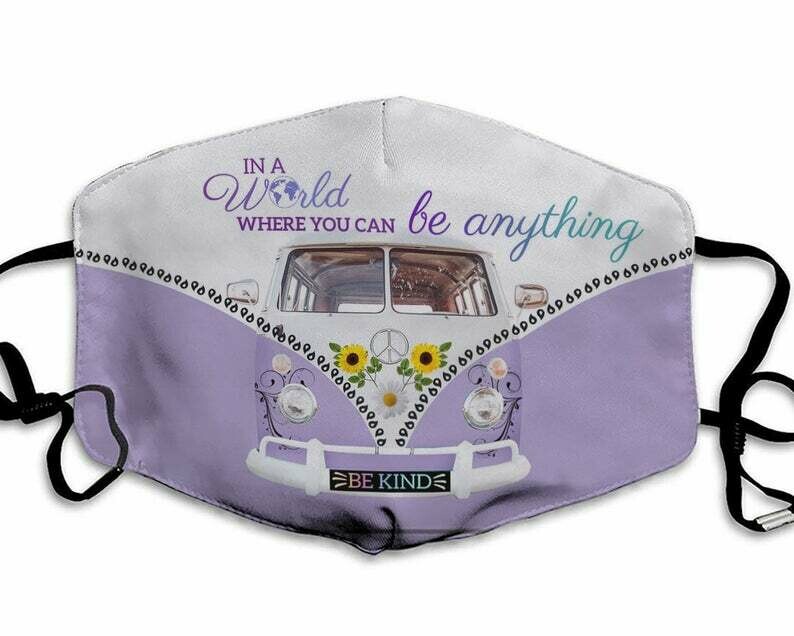 Hippie Van Sunflower Be kind handmade facemask can be washed comfortable to wear Dust Filter Cotton Face Mask