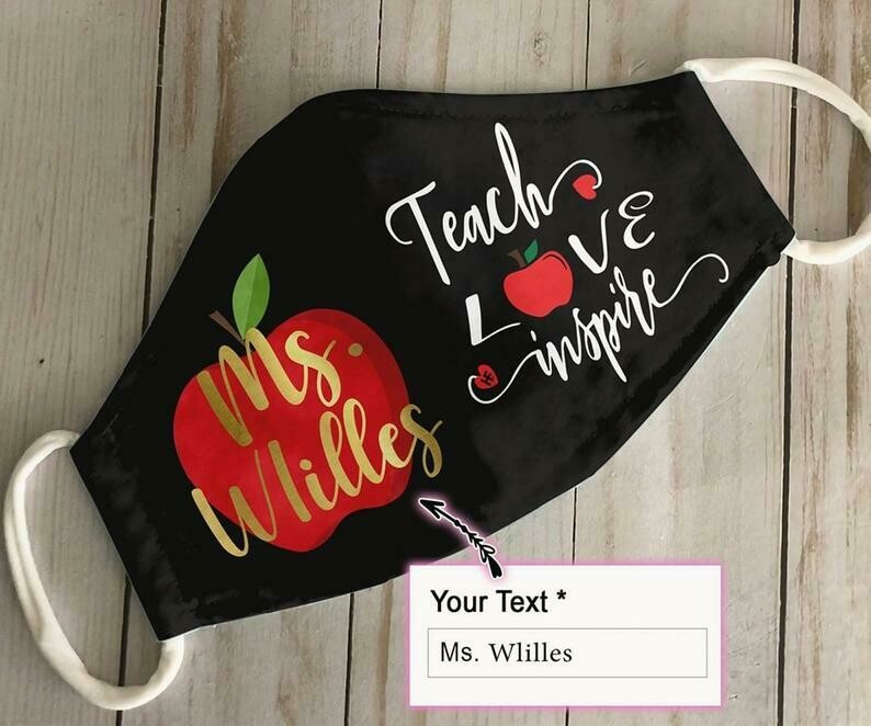 Customize Name Teacher Teach Love Inspire handmade facemask - can be washed comfortable to wear Anti Droplet Dust Filter Cotton Face Mask