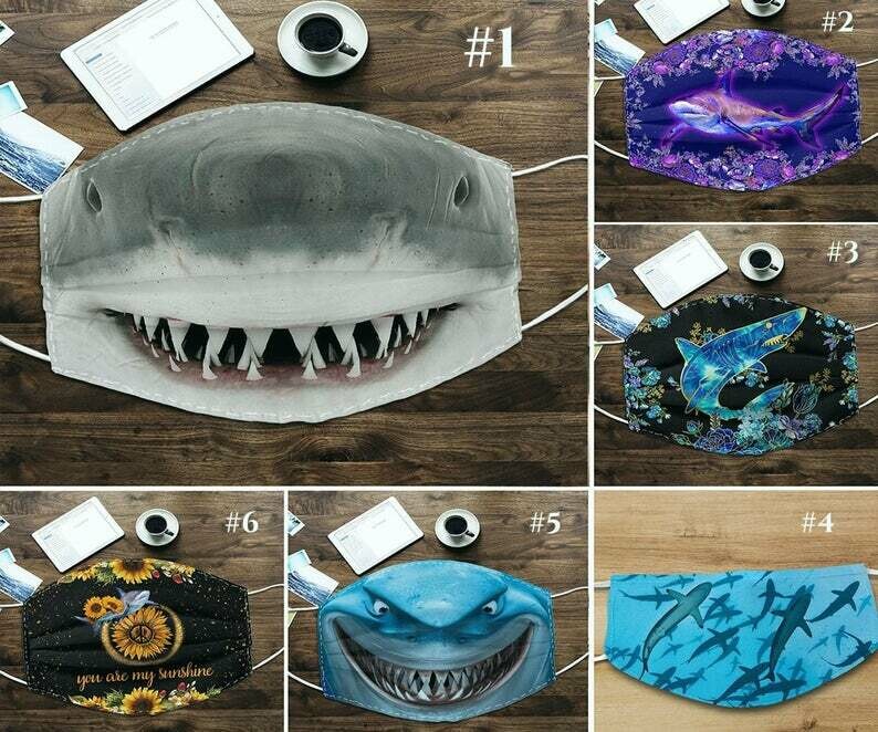 Shark Face Cover handmade facemask - can be washed comfortable to wear Anti Droplet Dust Filter Cotton Face Mask