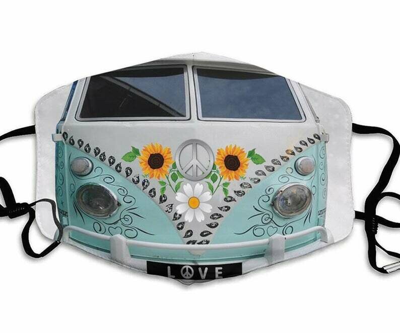Hippie Van Sunflower handmade facemask can be washed comfortable to wear Dust Filter Cotton Face Mask