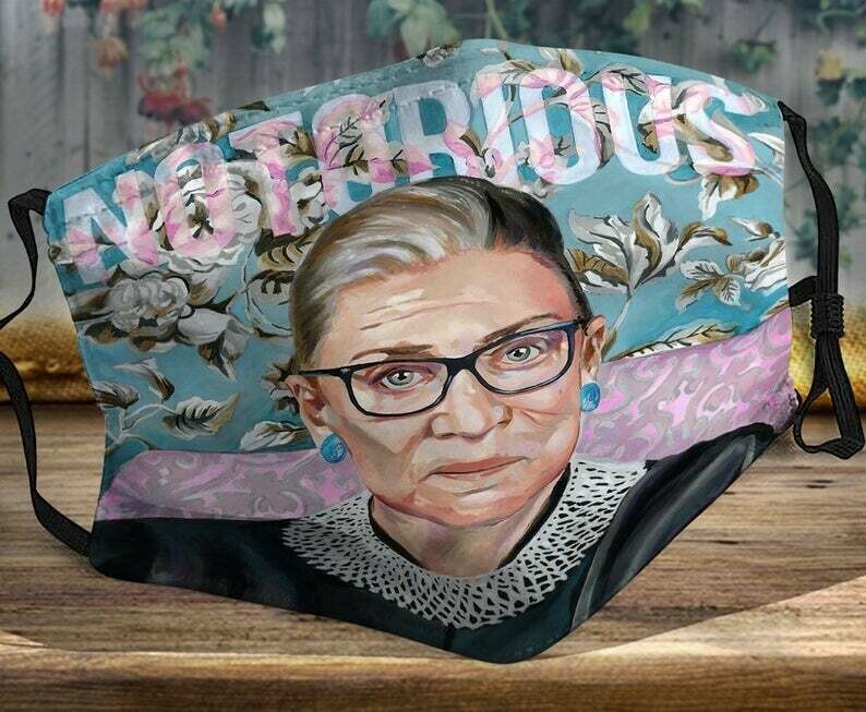 Notorious RBG Ruth Bader Ginsburg Flowers handmade facemask - can be washed comfortable to wear Anti Droplet Dust Filter Cotton Face Mask