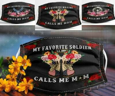 My Favorite Soldier US Army Calls Me Mom handmade facemask - can be washed comfortable to wear Anti Droplet Dust Filter Cotton Face Mask