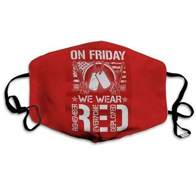 On Friday We Wear Red Veteran 3 Layer Face Mask,Adult Kid FaceMask,Washable Reusable Face Mask,FAST Shipping Made in USA