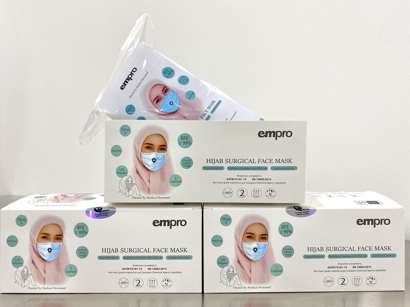 EMPRO Hijab Surgical Face Mask (HSM-194) 50PCS- BFE ≥99% EMPRO Hijab Surgical Face Mask (HSM-194) 50PCS- BFE ≥99%