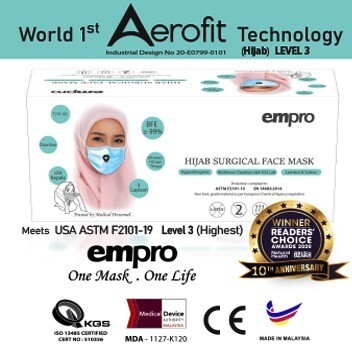 EMPRO Hijab Surgical Face Mask (HSM-194) 50PCS- BFE ≥99% EMPRO Hijab Surgical Face Mask (HSM-194) 50PCS- BFE ≥99%
