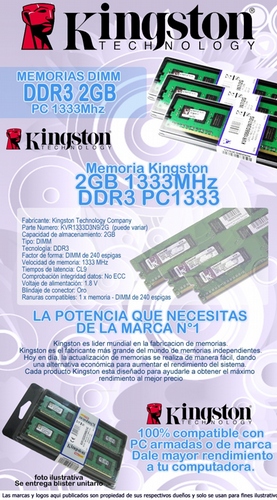 Memoria Kingston DDR3 de 2GB