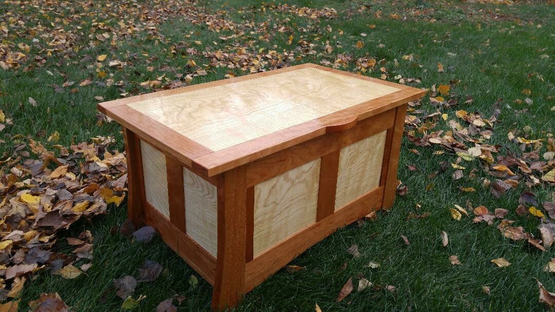 Curly Ash and Cherry Storage Bench/Table