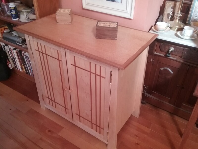 Birdseye  Maple Buffet Cabinet with Wine Rack and Glass Holders