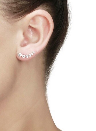 Curved Climber CZ Earrings