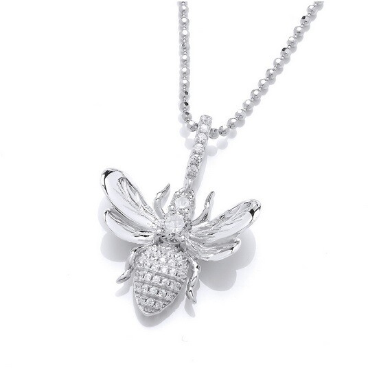 Silver + CZ Honey Bee Necklace