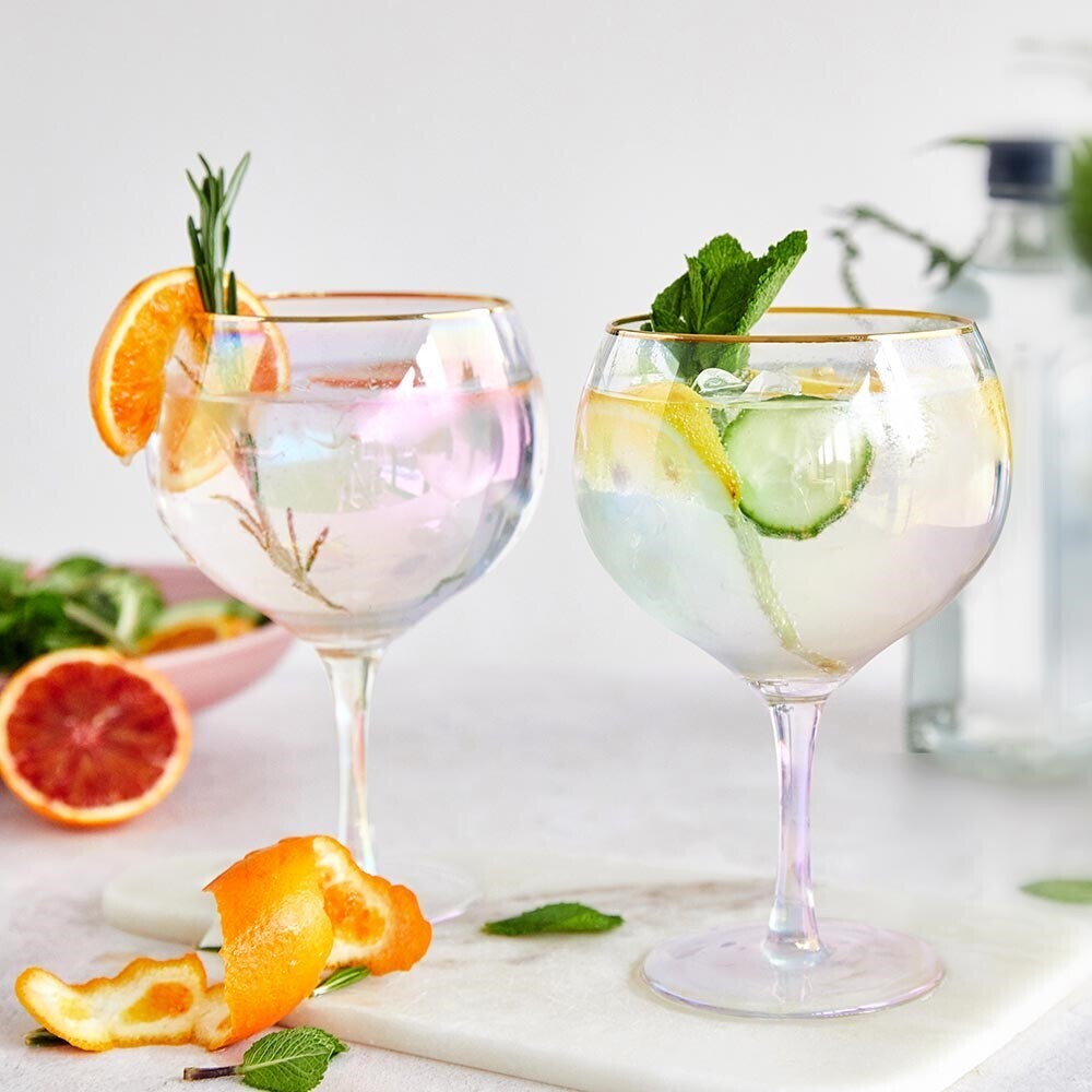 Rainbow Gin Glasses x 2