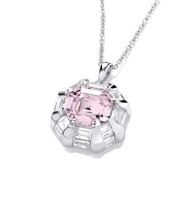 Vintage style Pink Diamond CZ Necklace