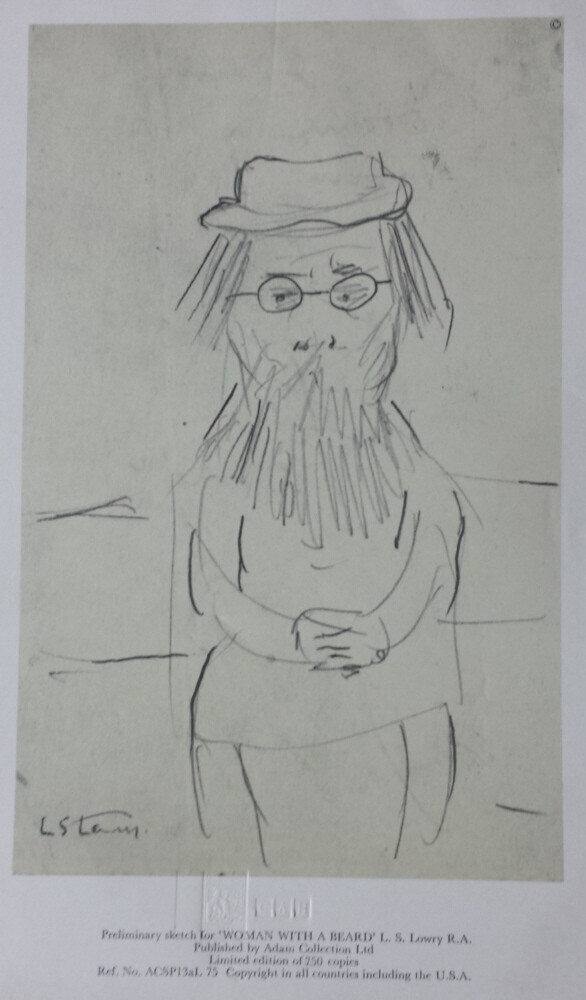 Women with Beard Sketch by LS Lowry