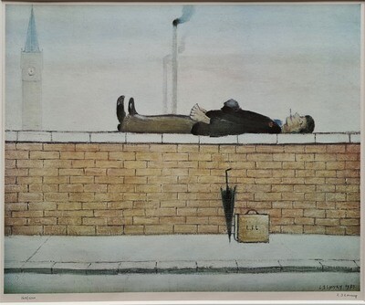 Man Lying on Wall by LS Lowry