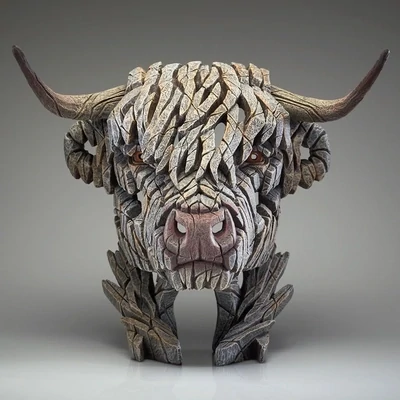 Highland Cow White Bust by Edge Sculpture