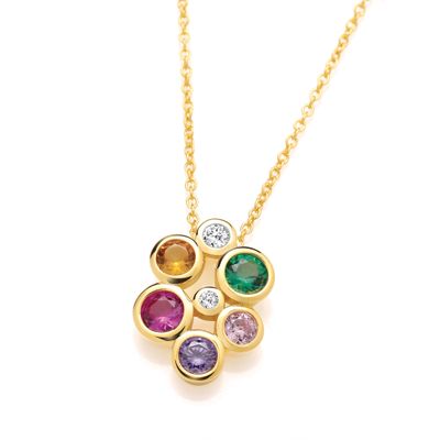 Bubble Dance Rainbow Gold Stud Necklace