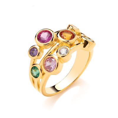 Bubble Dance Rainbow Ring Gold