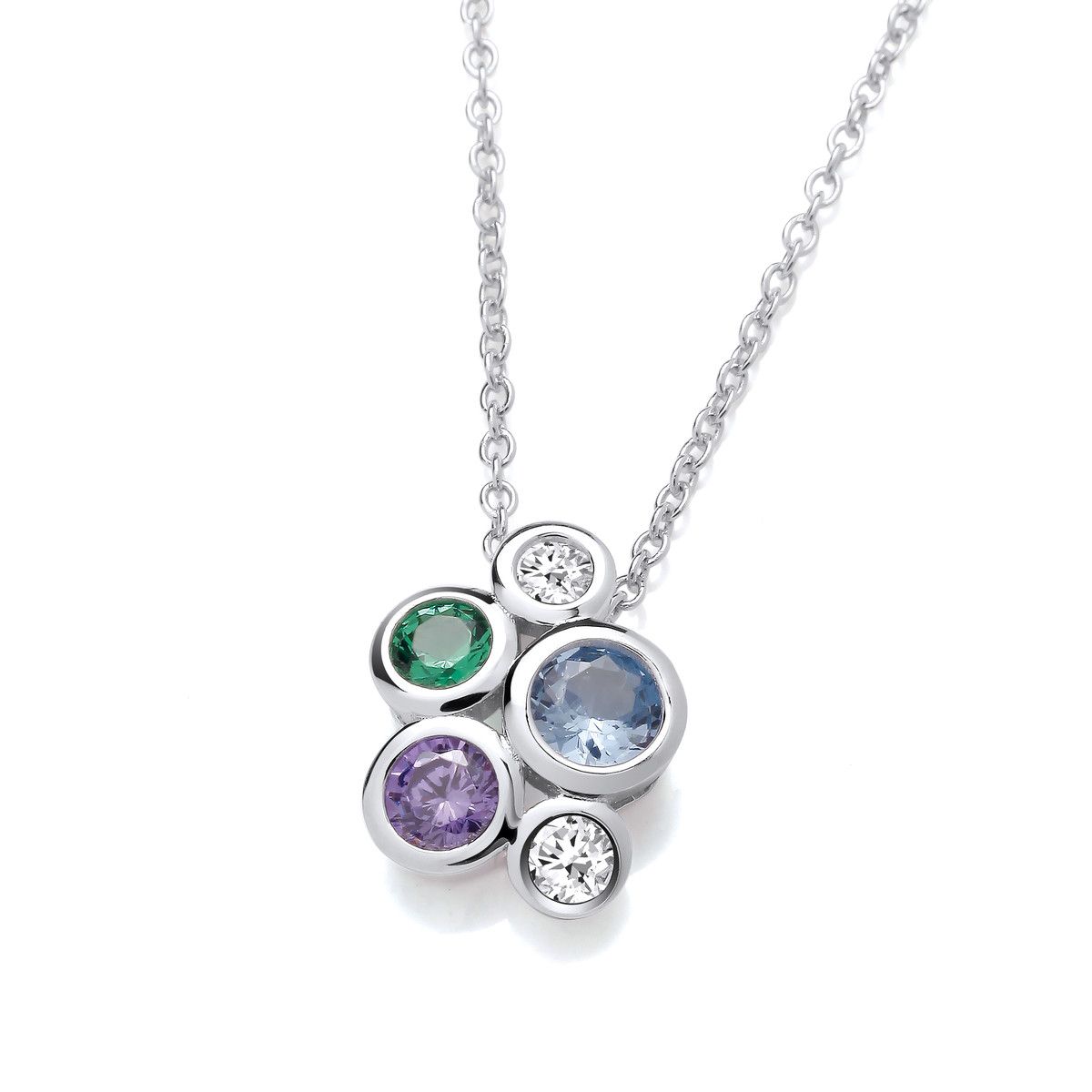 Bubble Dance Rainbow Silver Necklace