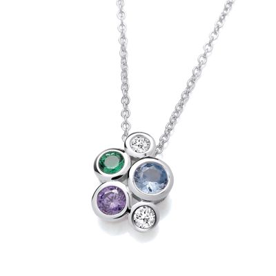 Bubble Dance Rainbow Silver Necklace