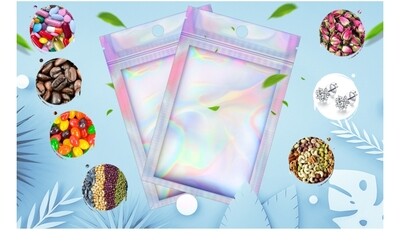 Mylar Zip Lock Bags (Holographic Rainbow Color 2.95 x 4.7 Inch)