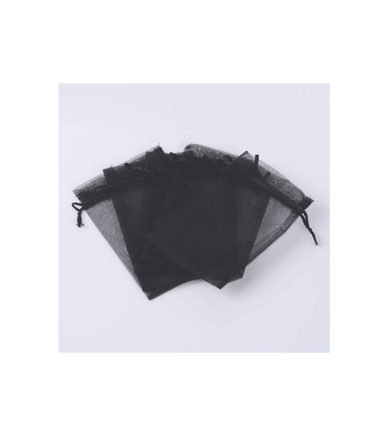 5x7 inch Black Organza Drawstring Bags