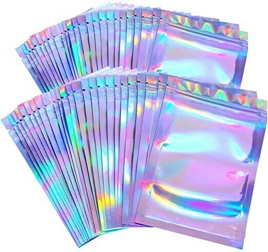 Mylar Zip Lock Bags (Holographic Rainbow Color 8 x 10Inch)