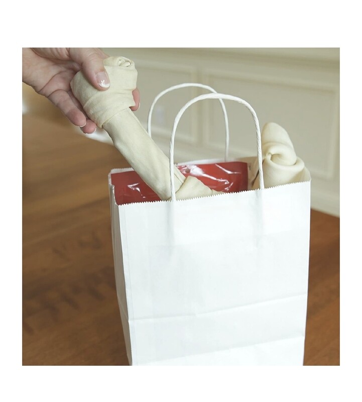 White Kraft Paper Gift Bags with Handles (8"x4.75"x10")