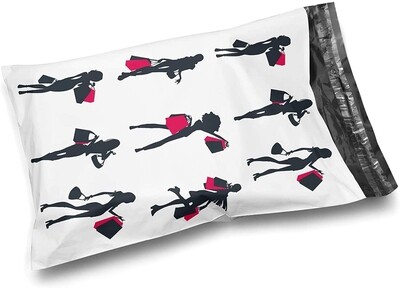 10x13 Cute Black and Pink Shopping ladies Poly Mailer
