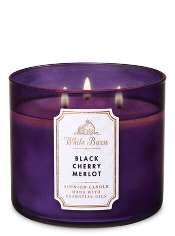 Bath and body works 3 wick candle- black cherry merlot 